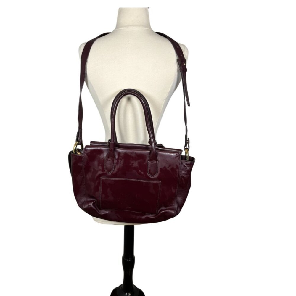 J Crew Leather Harper Cabernet Satchel Festive Western Boho Classic Chic Preppy